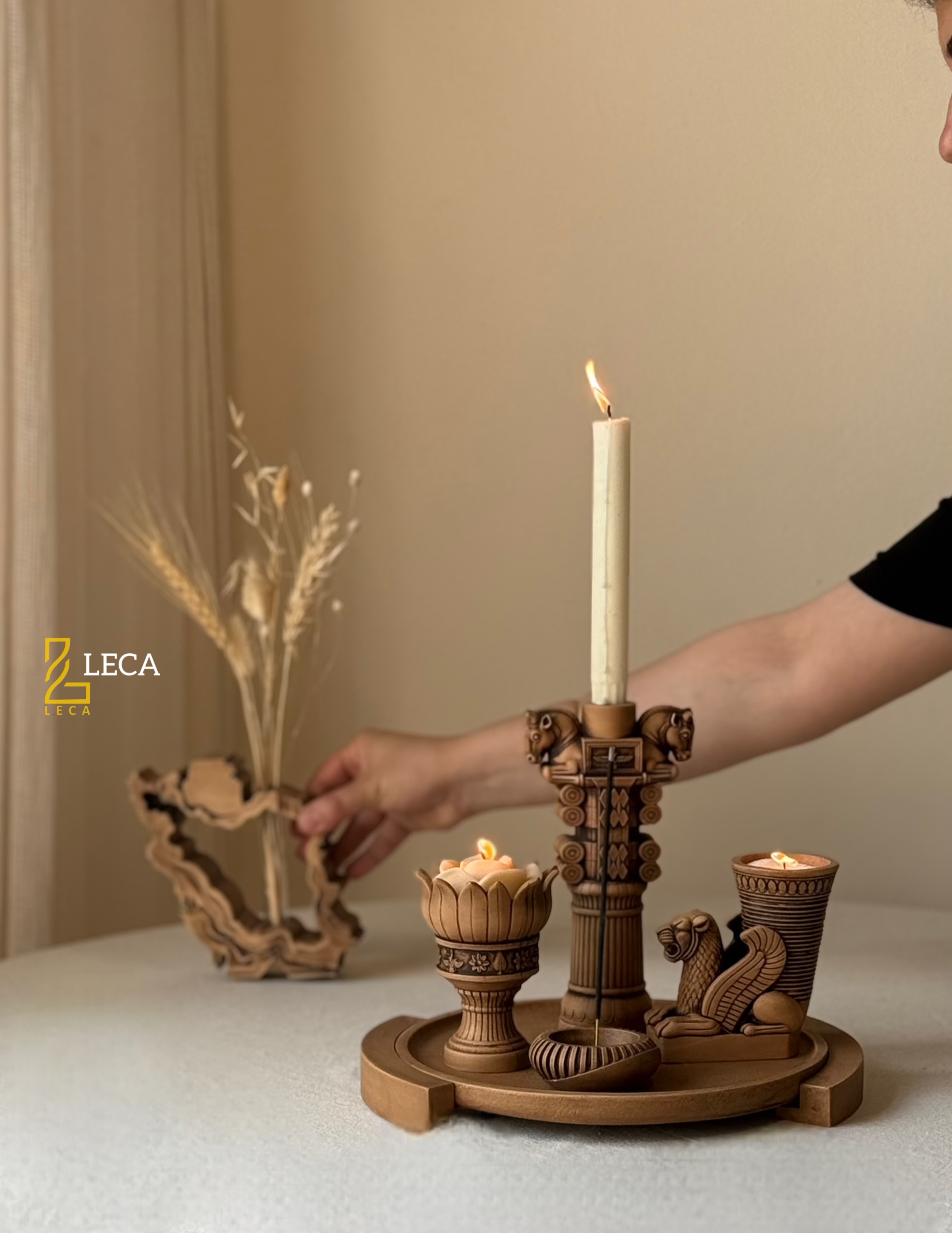 ست دکوری هخامنش/ LECA/ پتینه‌چوب/ ps06