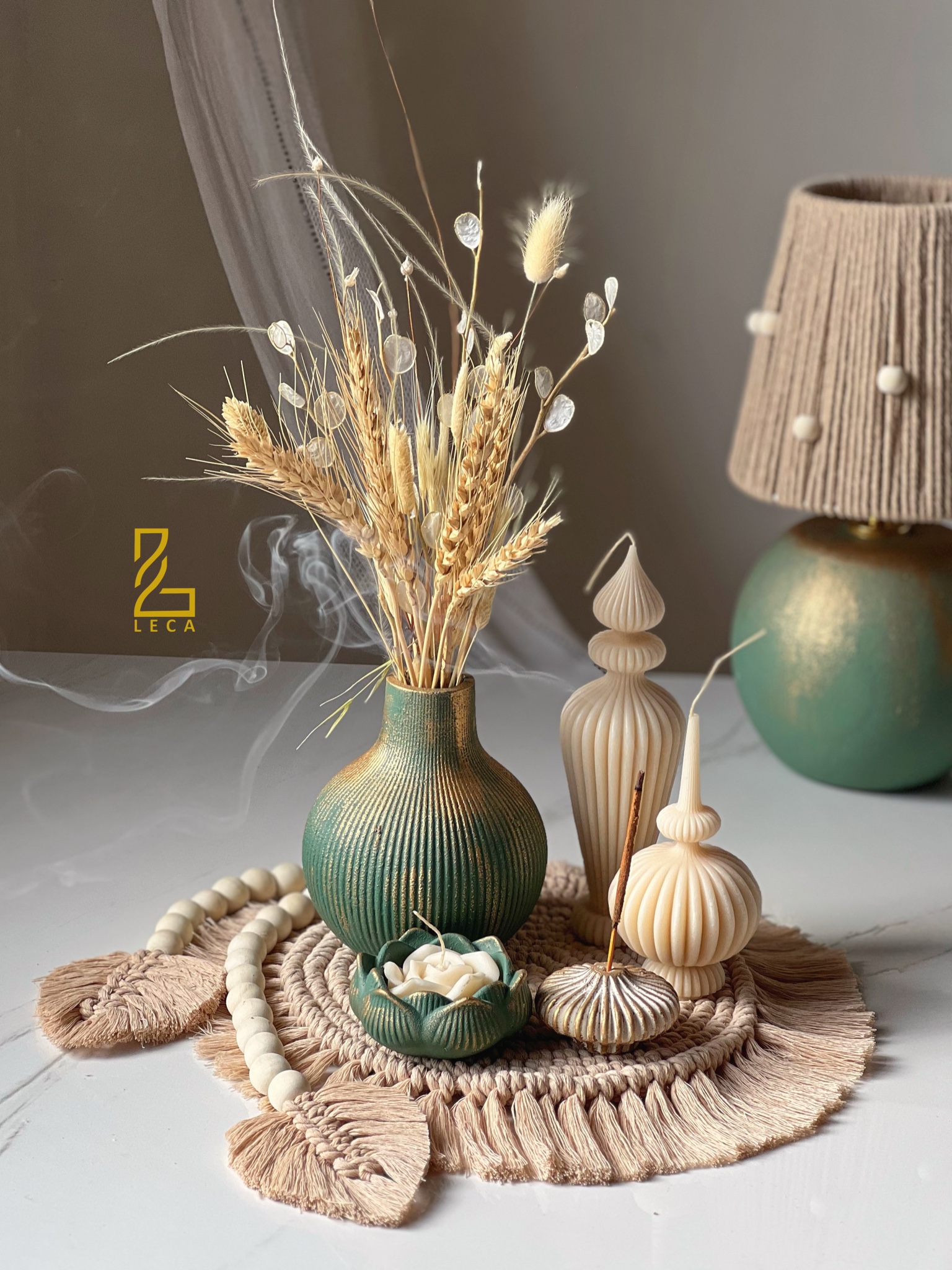 ست کامل با اباژور/LECA/پتینه سبزطلایی/S28