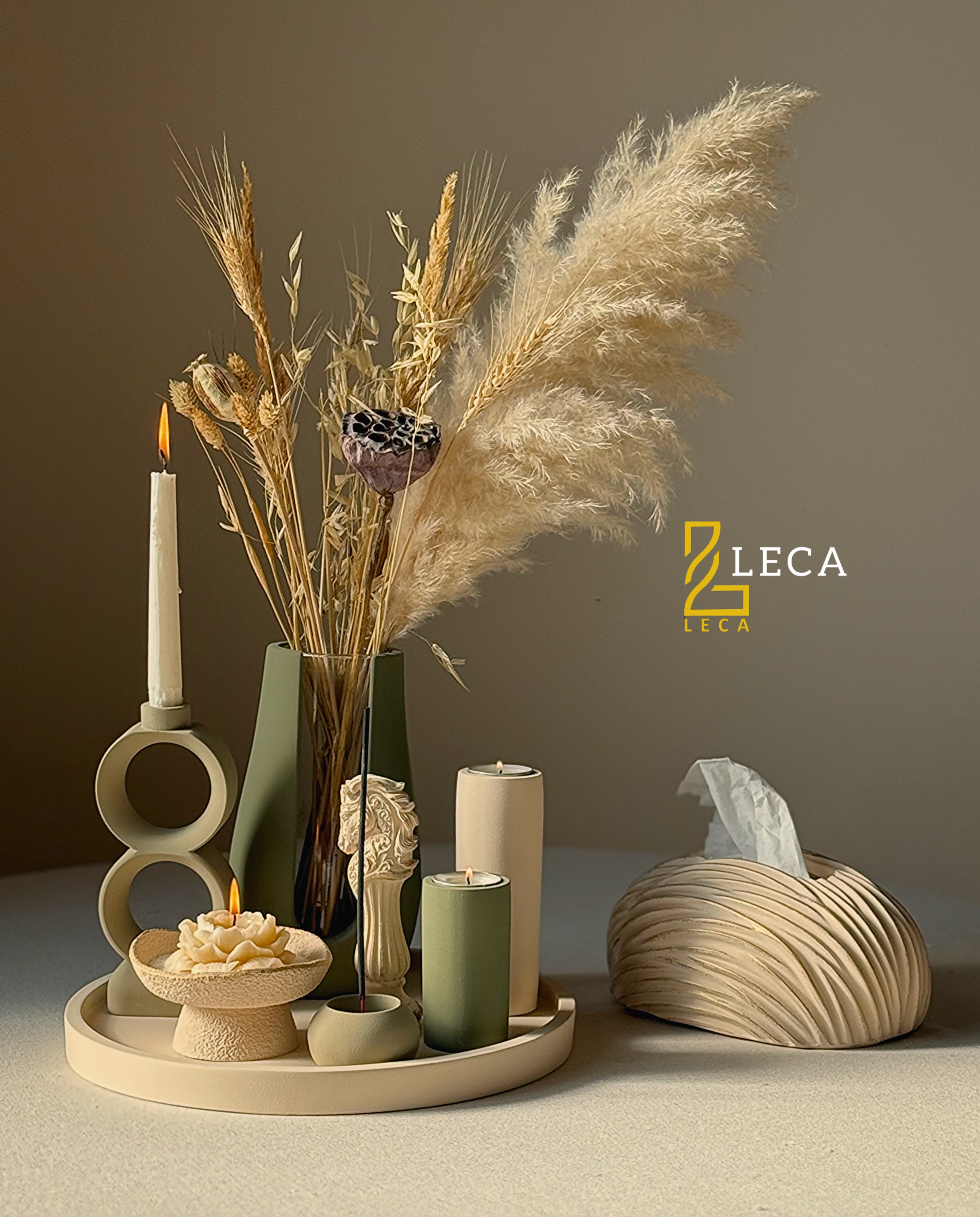 ست کامل LECA/ کرم و سبز / S42