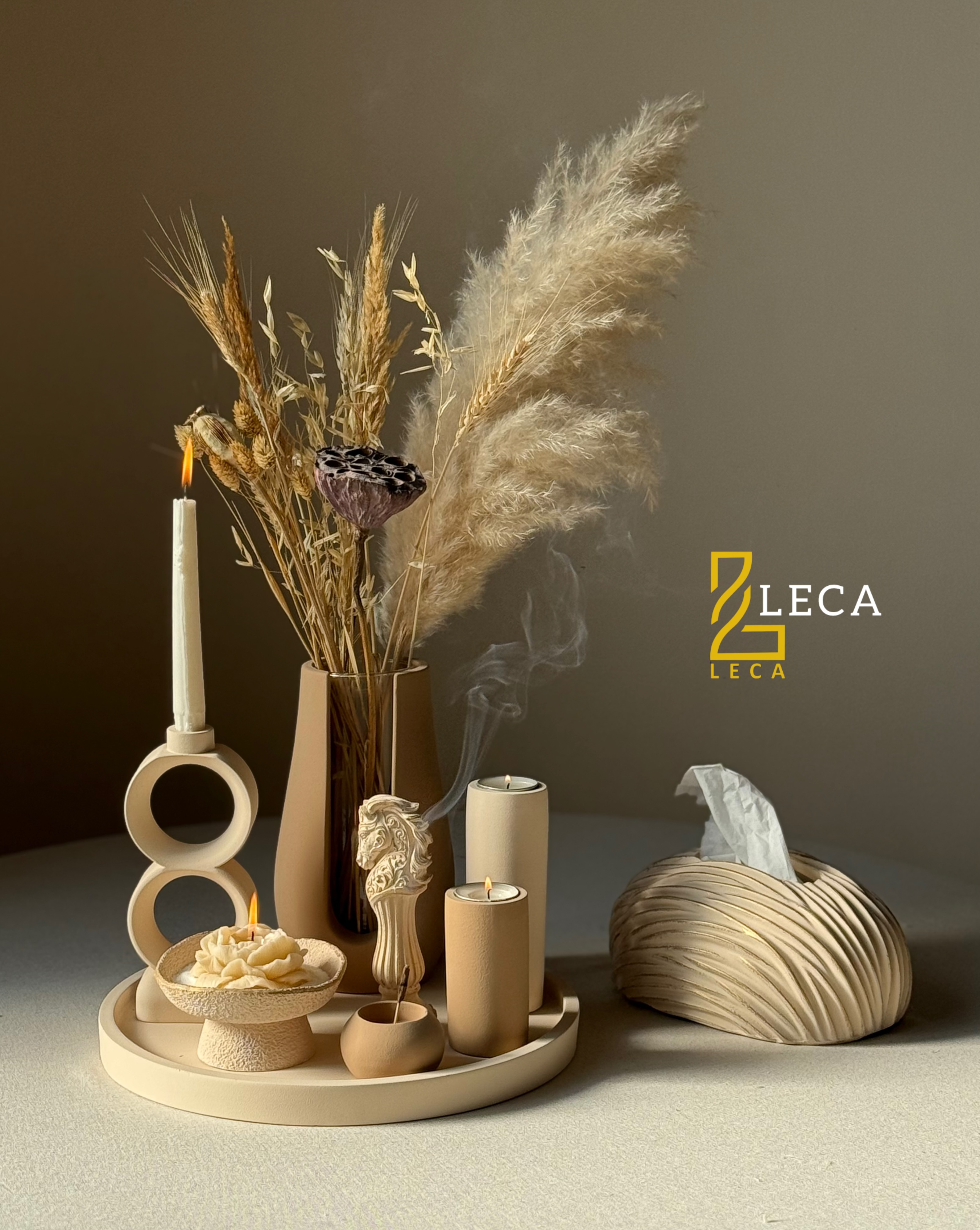 ست کامل /LECA/ کرم روشن و نسکافه ای/ S41