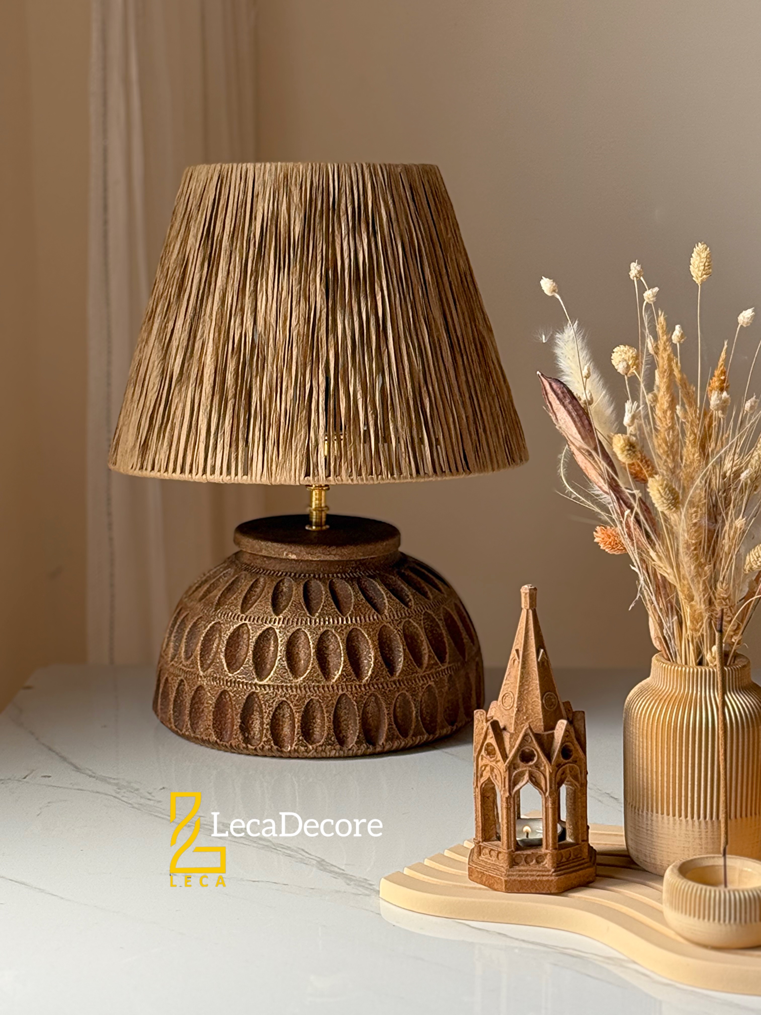 ست کامل /LECA/با ۴ مدل زیری و‌اباژور/پتینه کرم طلایی و چوب/S19